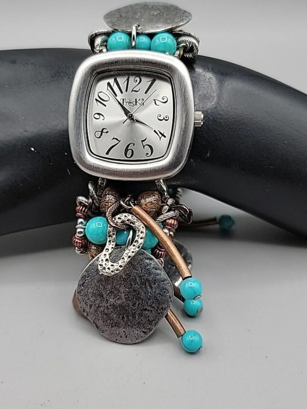 Treska Ladies Boho Dangling Charm Bracelet Watch 35mm Dial 7.5” Southwestern